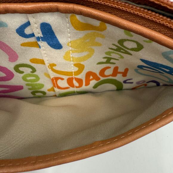 Coach Wristlet Signature C Graffiti 4.5"x7.5" Canvas Leather Wallet Zipper Art - Picture 10 of 16